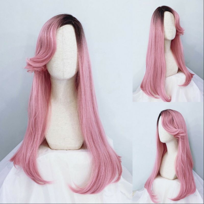 tóc giả 2 mái❤freeship 50k❤ tóc giả 2 mái hất nhuộm chân+ tặng lưới chùm tóc