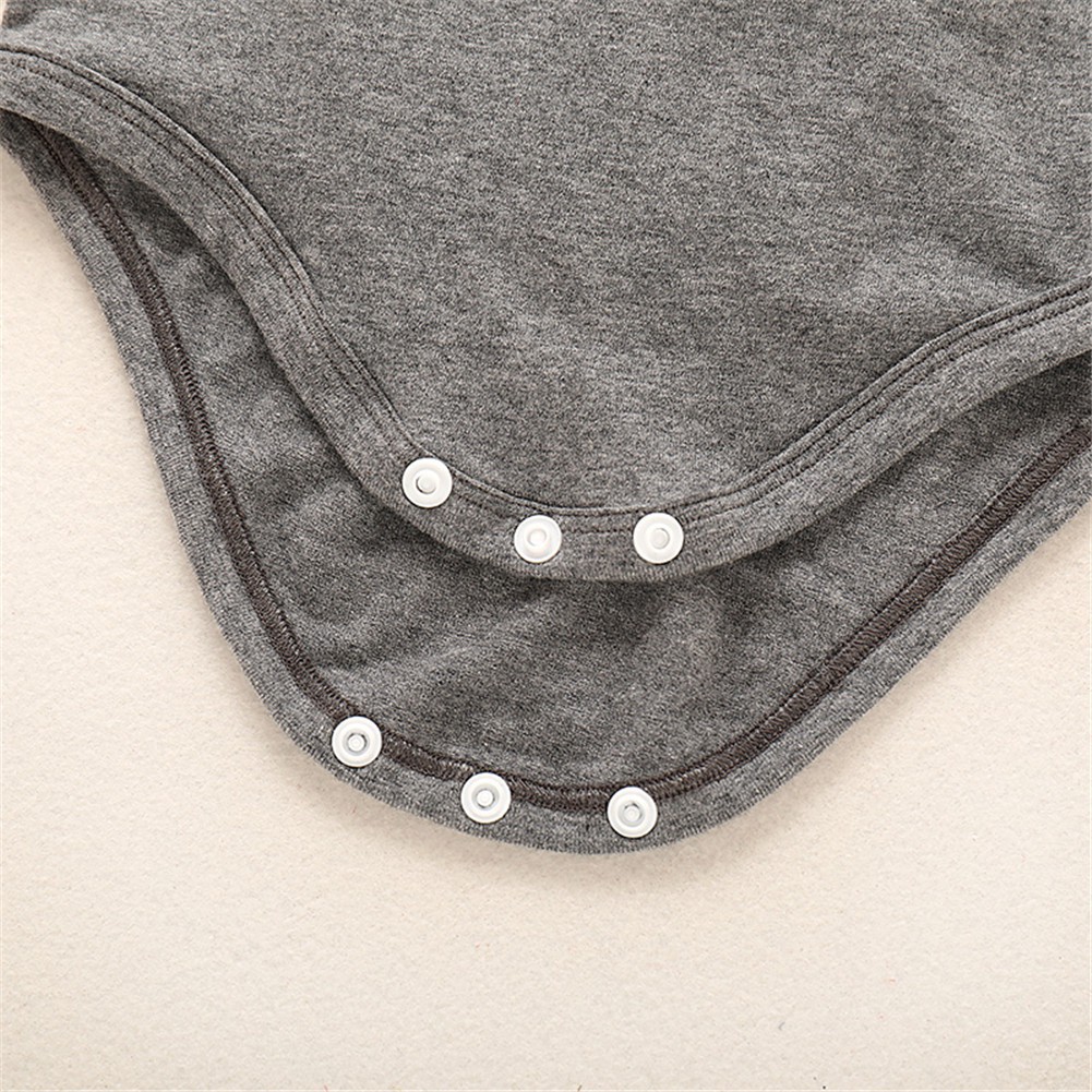 Mikrdoo Bộ bodysuit một mảnh + quần màu xám + Băng đô cho bé sơ sinh