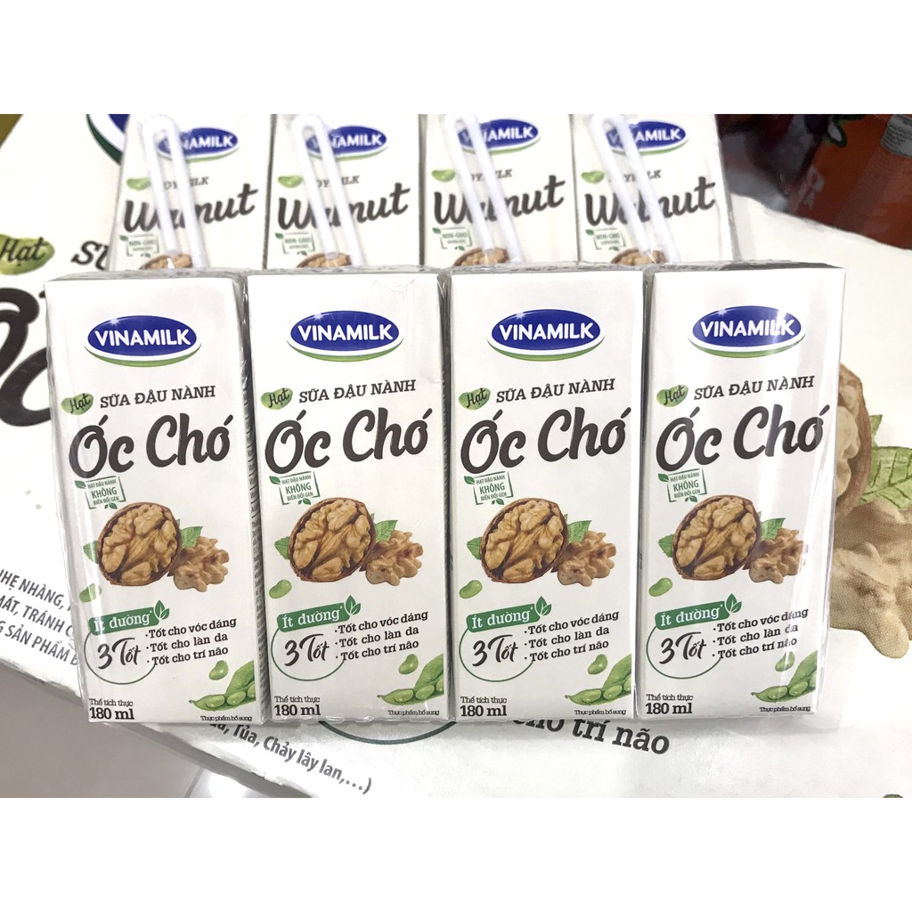 SỮA ĐẬU NÀNH VINAMILK HẠT ÓC CHÓ / ĐẬU ĐỎ / HẠNH NHÂN- LỐC 4 HỘP X 180ML