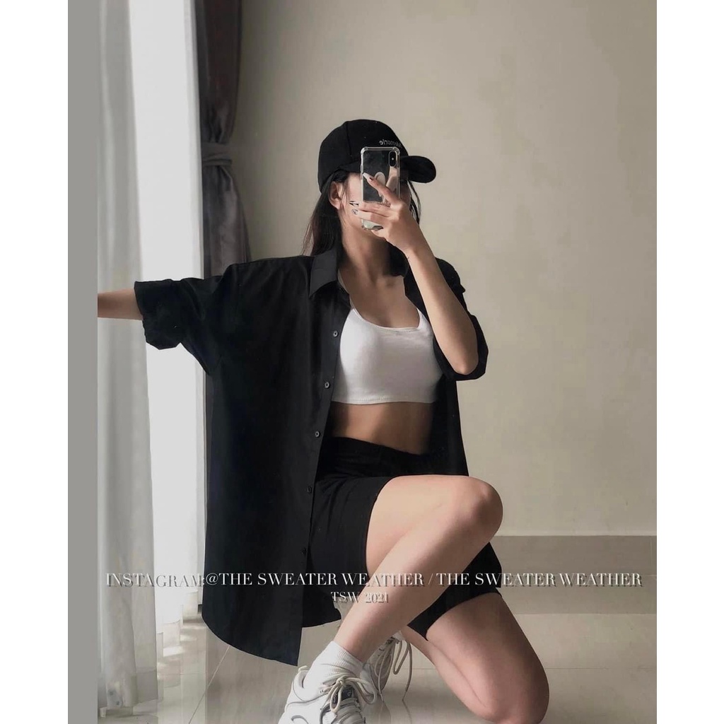 [Sẵn/video] Áo sơ mi dài tay thô nến mềm 8 màu trơn xanh lá hot hit chất LOẠI 1 oversize 2monday | BigBuy360 - bigbuy360.vn