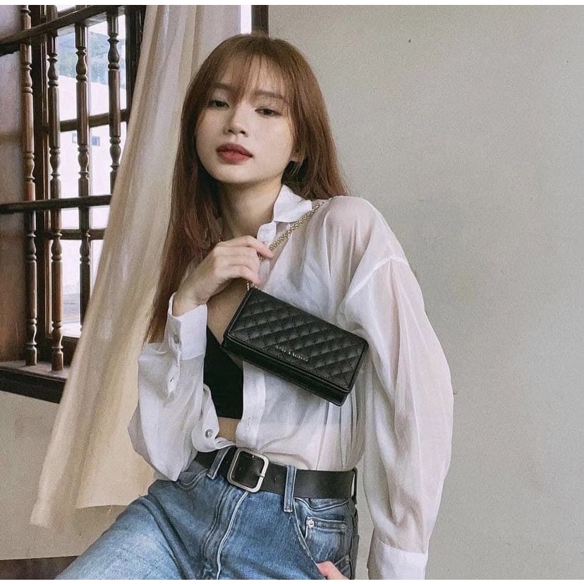 Túi Xách Nữ CNK dây xích tag vàng size 20,chất da hạt siêu đẹp