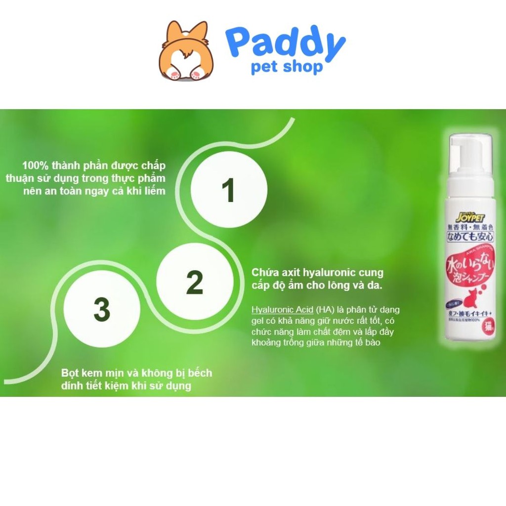 Bọt Tắm Khô Dịu Nhẹ Cho MÈO JoyPet Cat 200ml (Nhập khẩu Nhật)