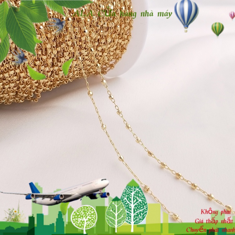 Dây chuyền tinh xảo mạ vàng 14K mạ vàng 14K có mặt hạt vòng đệm chuỗi tự làm vòng cổ vòng đeo tay trang sức dây chuyền lỏng lẻo phụ kiện