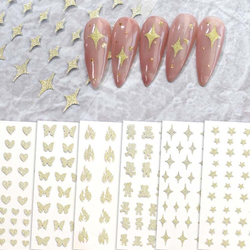 Sticker dán móng Flash nail bạc và vàng