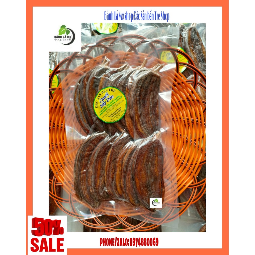 (ĐẶC SẢN BẾN TRE) 500GR CHUỐI HỒNG SẤY DẺO- BÁNH LÁ MƠ SHOP