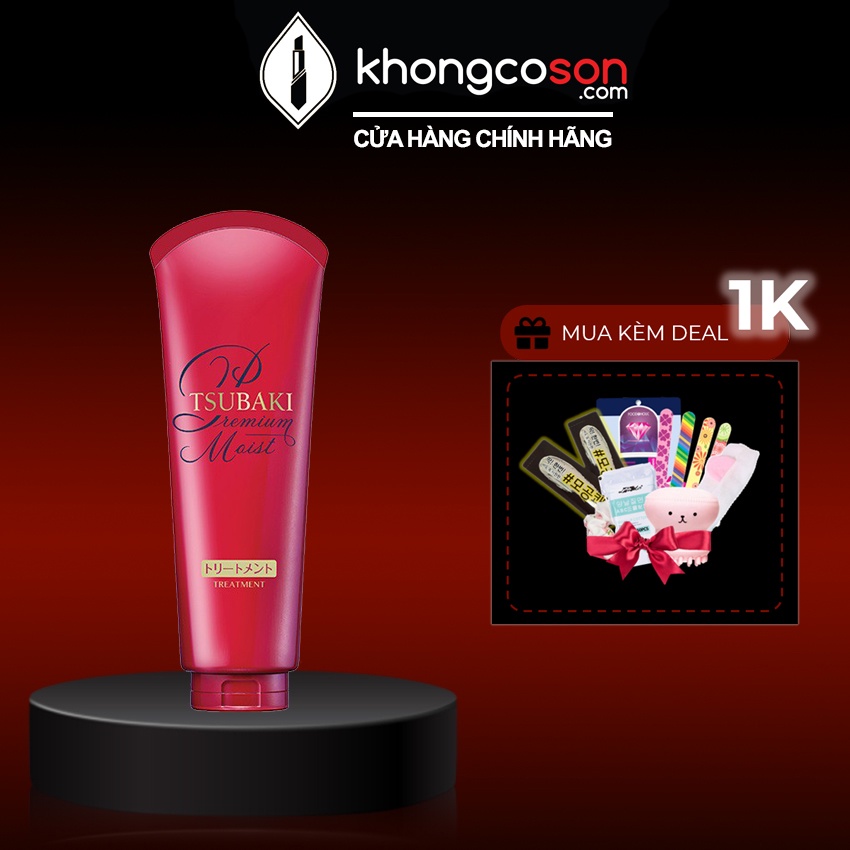 Kem Xả Cấp Ẩm Dưỡng Tóc Bóng Mượt Premium Moist Tsubaki Đỏ 180g - Khongcoson