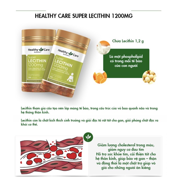 Mầm đậu nành điều hòa nội tiết Healthy Care Super Lecithin 100 viên