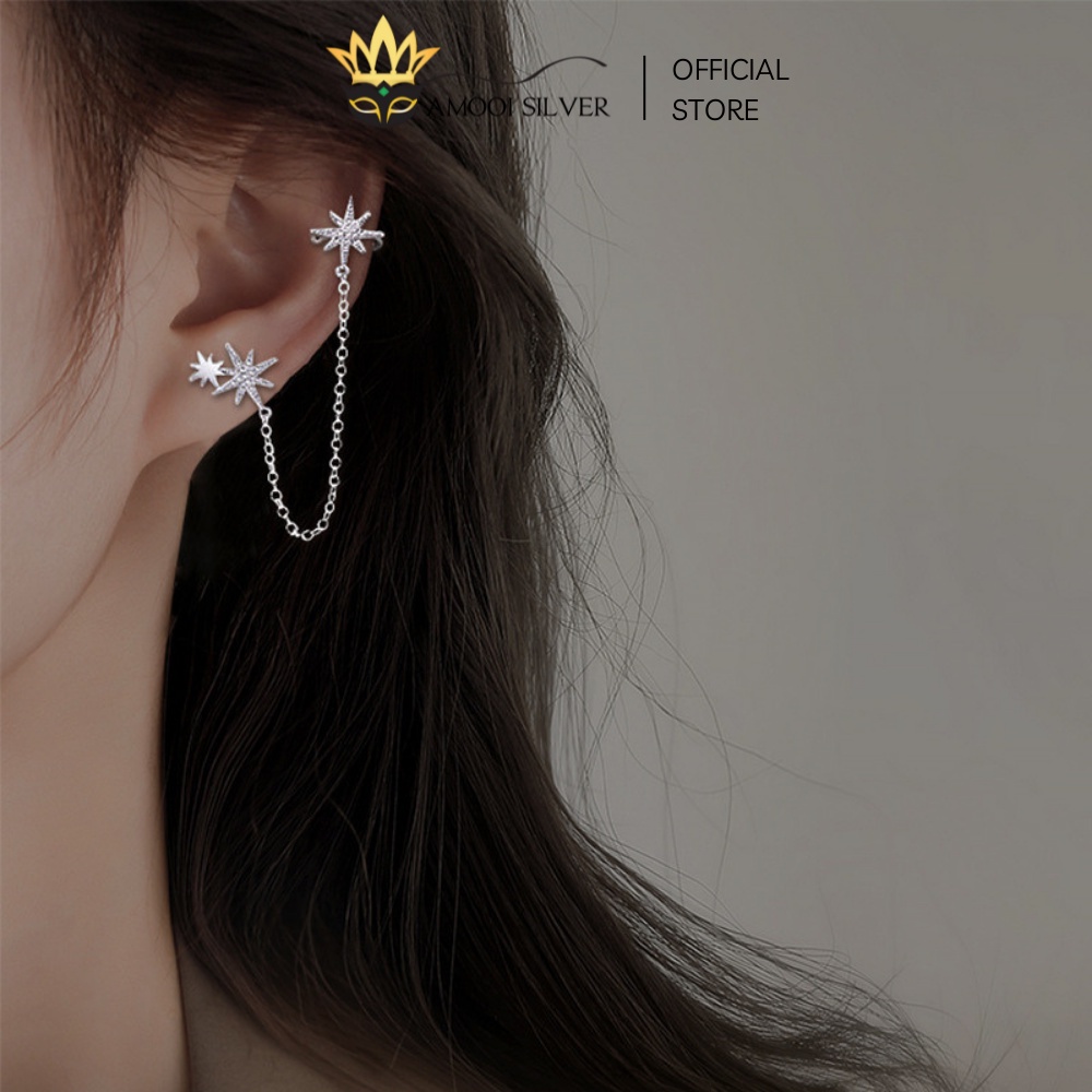 Bông tai earcuff bạc S925 ngôi sao - Amooi Silver AB185