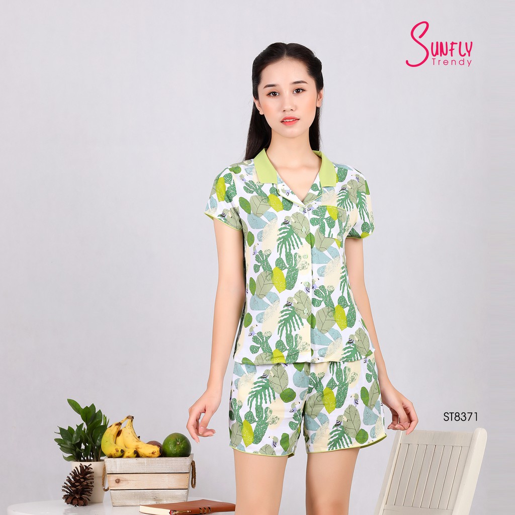 [Mã FAMALLT5 giảm 15% đơn 150k] Đồ bộ mặc nhà Sunfly, Áo cộc tay, quần đùi ST8371