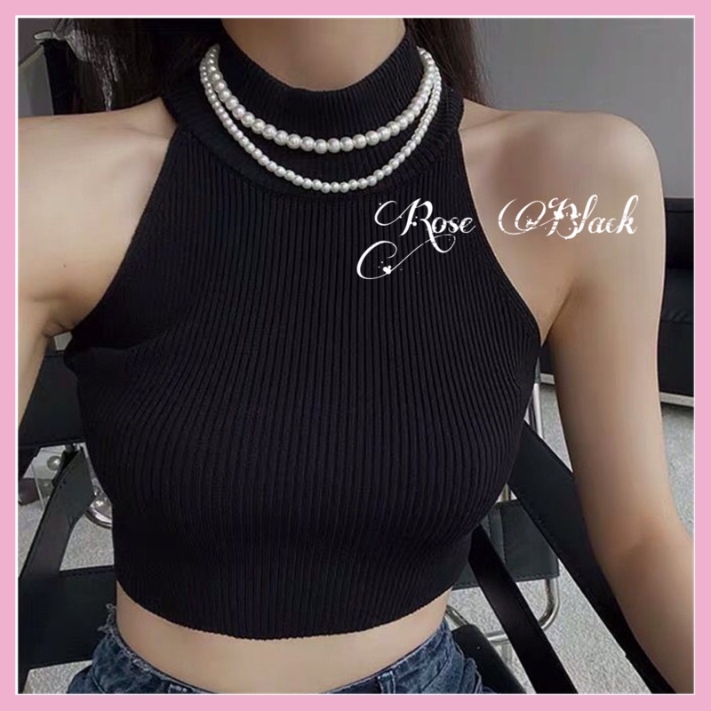 choker 2 line hạt giả ngọc vintage mã JL-989