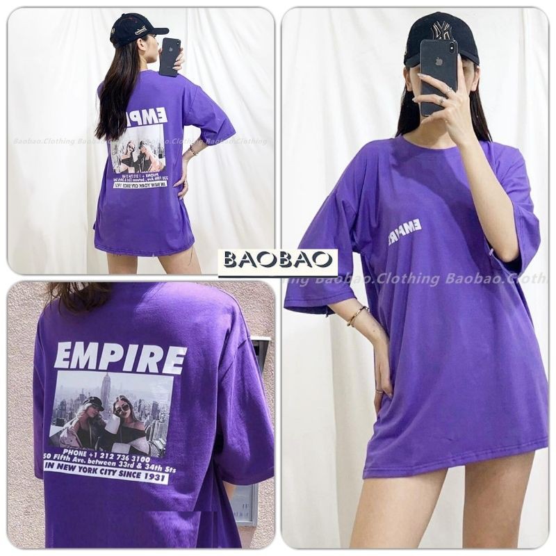 Áo Thun Nữ Cổ Tròn Empire - BaoBao.Clothing [FREESHIP] - Áo phông nữ form rộng, tay lỡ style Ulzzang màu tím  Trendy