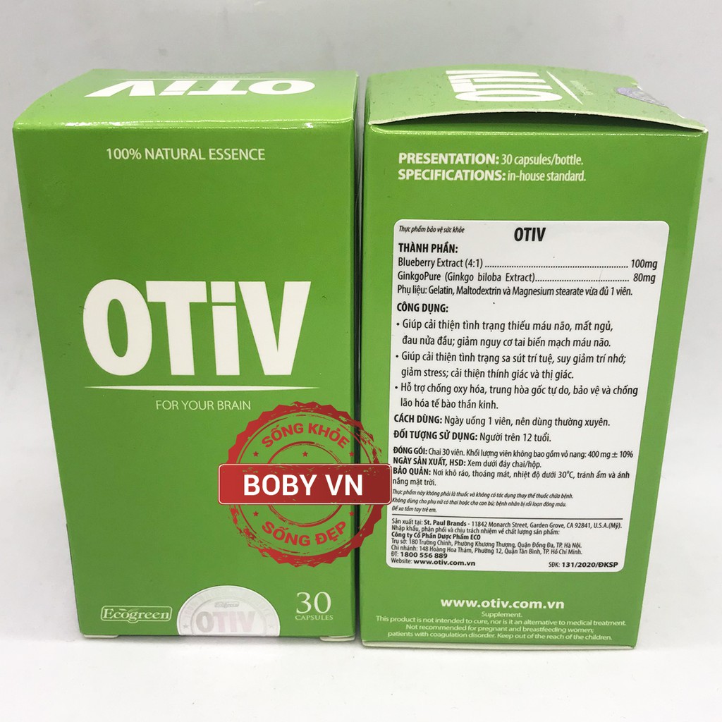 ❤️ OTIV - Cải thiện Thiếu Máu Não, Mất Ngủ, Đau Đầu, Tăng Cường Trí Nhớ, Giảm Stress - Chính hãng