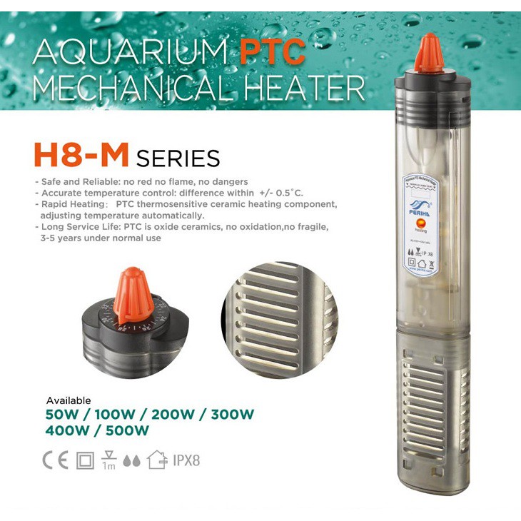 (Hàng cao cấp) Máy sưởi bể cá chống cháy nổ cao cấp Periha H8-M50, H8-M100, H8-M200, H8-M300, H8-M500