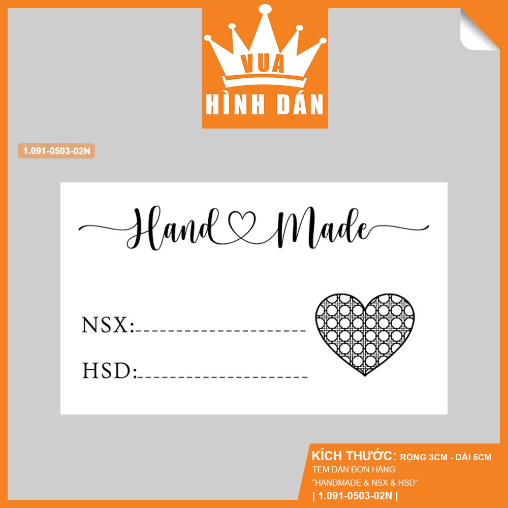 Set 50/100 nhãn dán HANDMADE kèm NGÀY SẢN XUẤT NSX, HẠN SỬ DỤNG HSD  - tem dán gói hàng dành cho shop