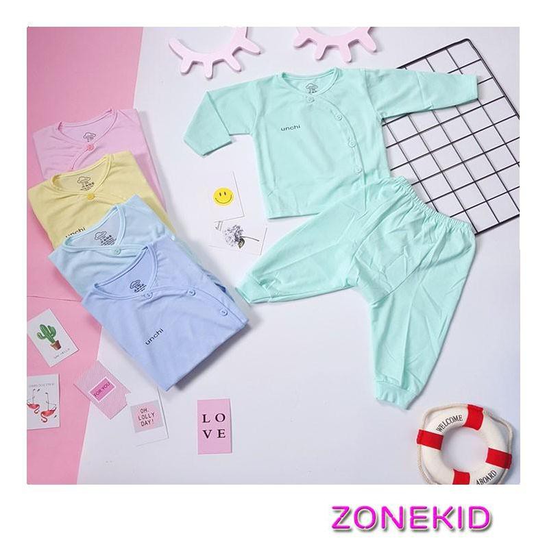 Quần áo sơ sinh 💖FREESHIP💖 Bộ sơ sinh dài tay UNCHI CÀI LỆCH cho bé sơ sinh từ 0-6 tháng, có màu cho bé Trai/gái