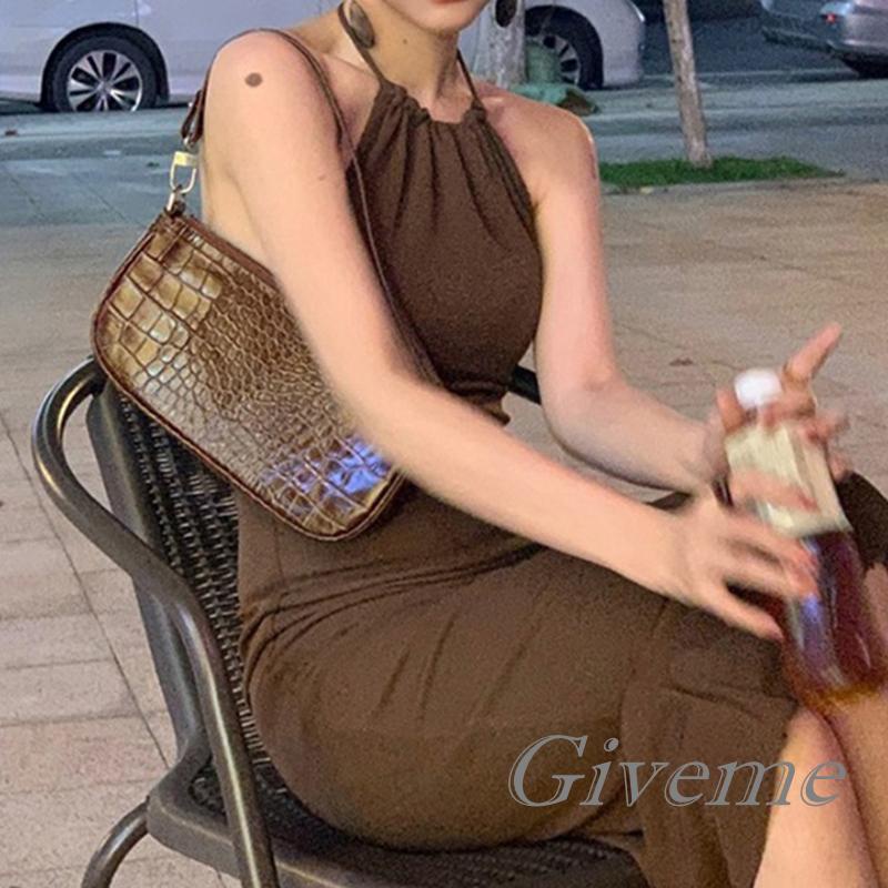 Đầm Ôm Không Tay Hai Dây Màu Sắc Trơn Thời Trang Mùa Hè Cho Nữ