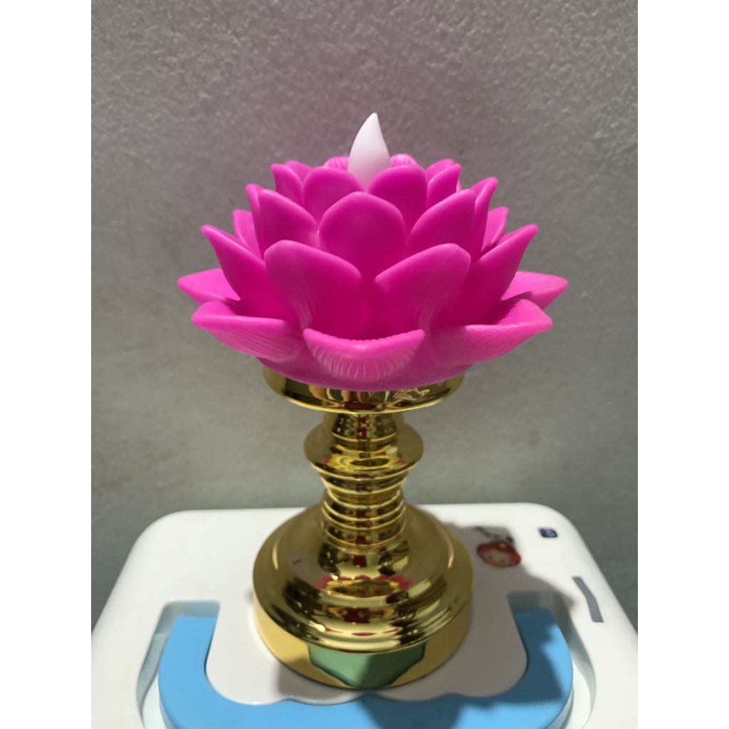 Đèn Thờ Hoa Sen, Nến Bông Sen Nở, sử dụng pin, kiểu đèn bông sen rất đẹp, đèn để bàn thờ, thờ phật, bóng led an toàn