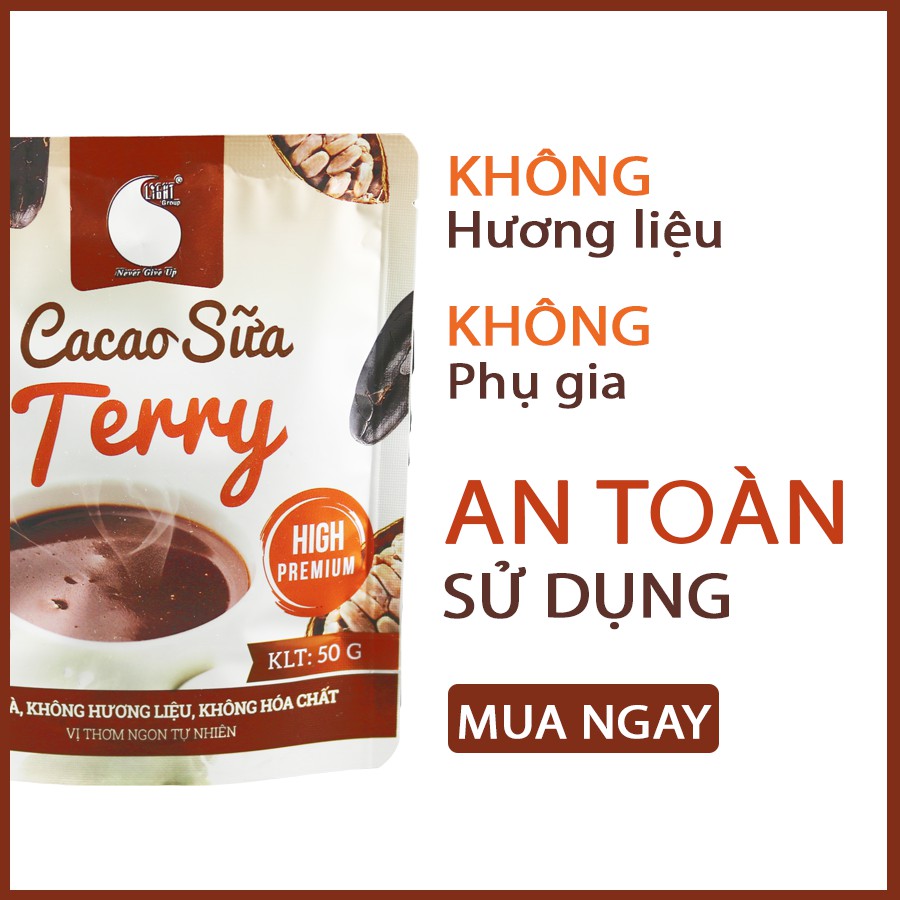 Combo 5 gói Cacao sữa Terry đậm đà, thơm ngon Light Coffee - Gói 50g