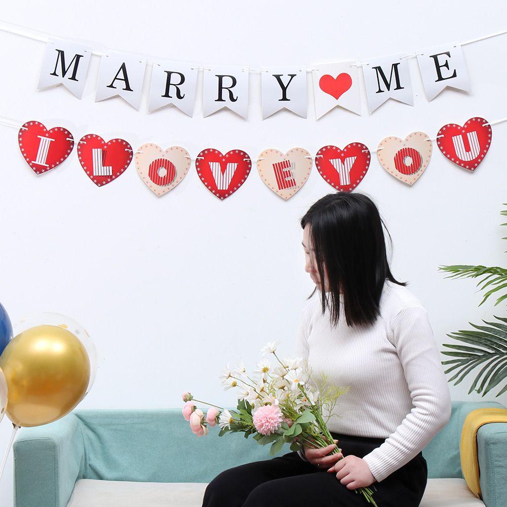 KUNHEV Cờ In Chữ I Love You Dùng Để Trang Trí Tiệc Cưới / Kỷ Niệm