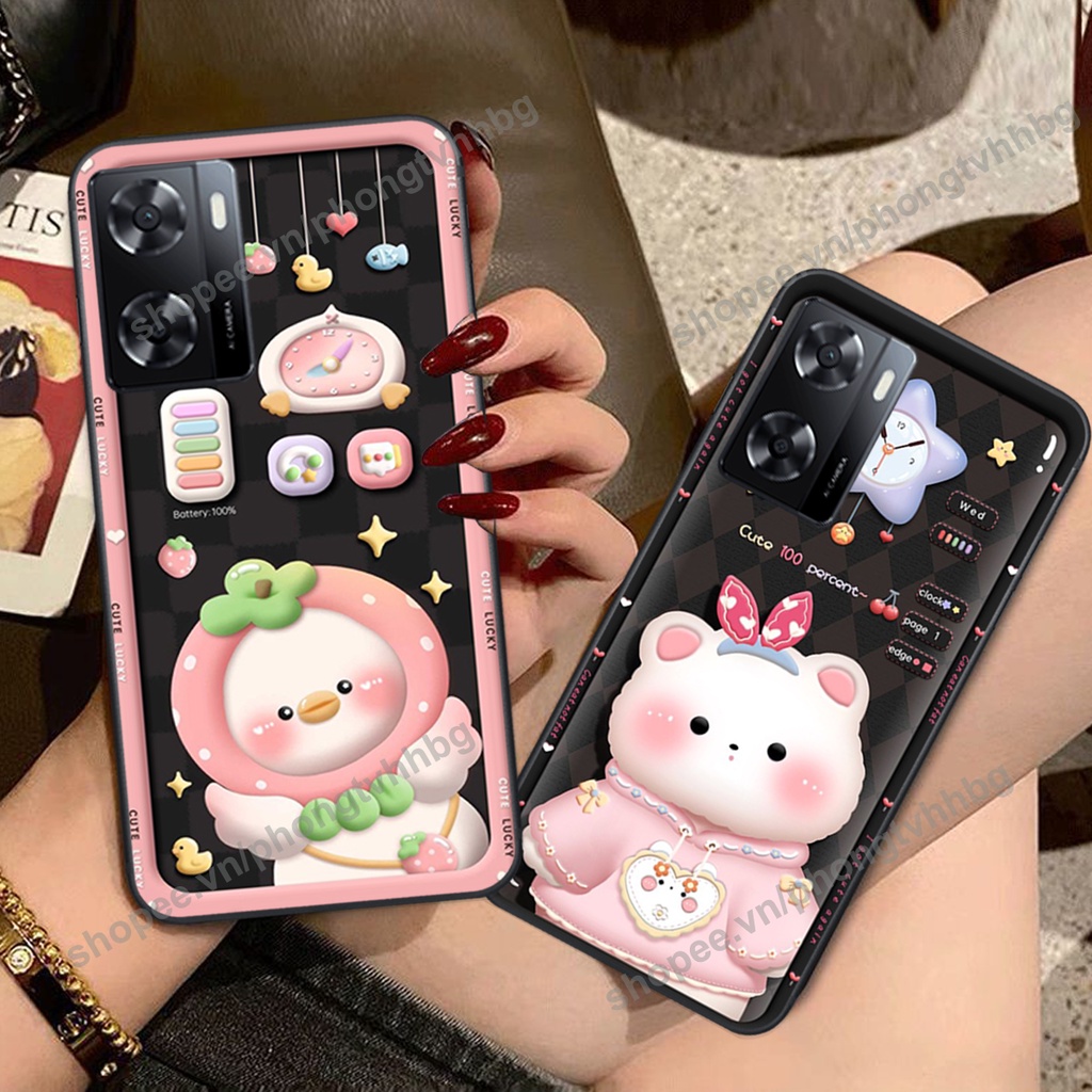 Ốp lưng Oppo A57 2022 - Oppo A57 4G gấu,thỏ trắng , đồng hồ dễ thương cute cực đẹp