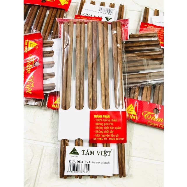 Bộ 10 Đôi Đũa Gỗ Dừa Cao Cấp Tâm Việt