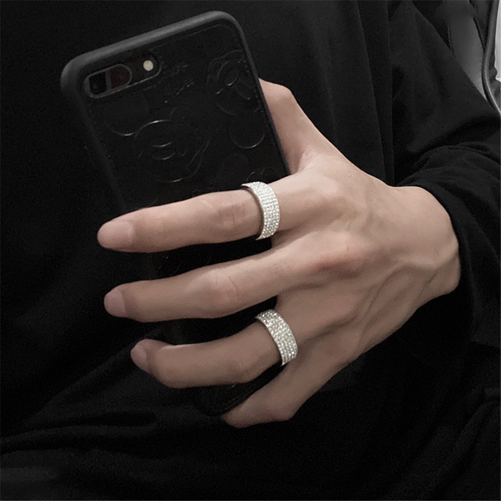 Nhẫn đeo ngón trỏ đính đá phong cách hip hop đường phố Âu Mỹ thời trang cá tính cho nam và nữ