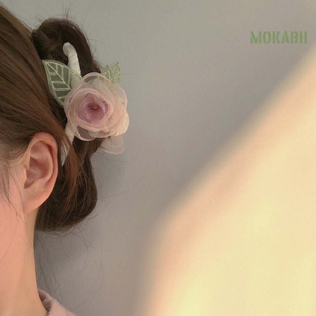 < Kẹp Tóc Càng Cua Bằng Vải Lưới Trang Trí Hoa Tinh Tế Chất Lượng Cao Phong Cách Ngọt Ngào Cho Nữ >