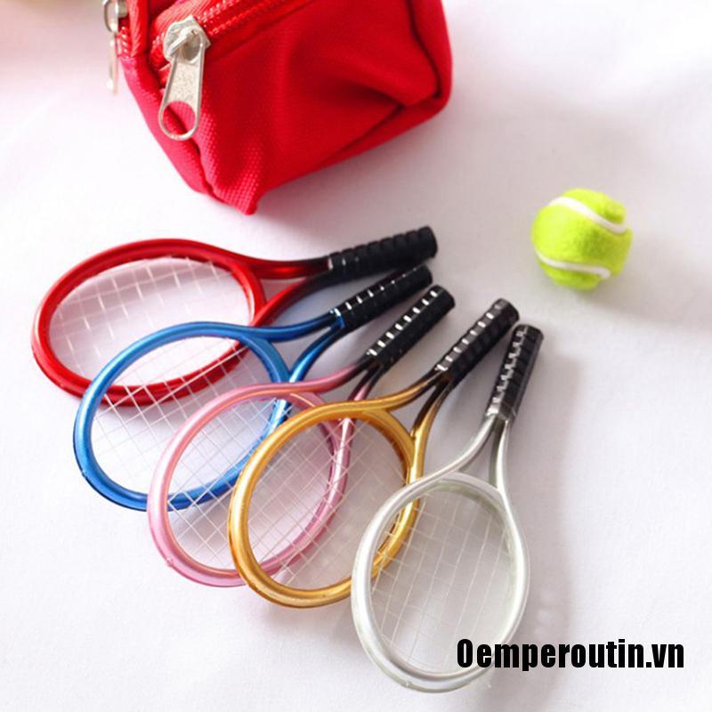 Oemperoutin❤1 Set 1/6 1/12 Miniature Children Garden Mini Tennis Racket Ball Gift Doll House