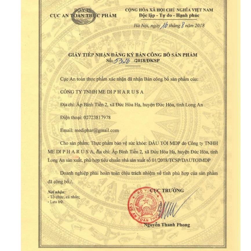 Dầu Tỏi MDP – Hỗ trợ tăng cường sức đề kháng, giảm viêm đường hô hấp, cảm cúm (lọ 200 viên)