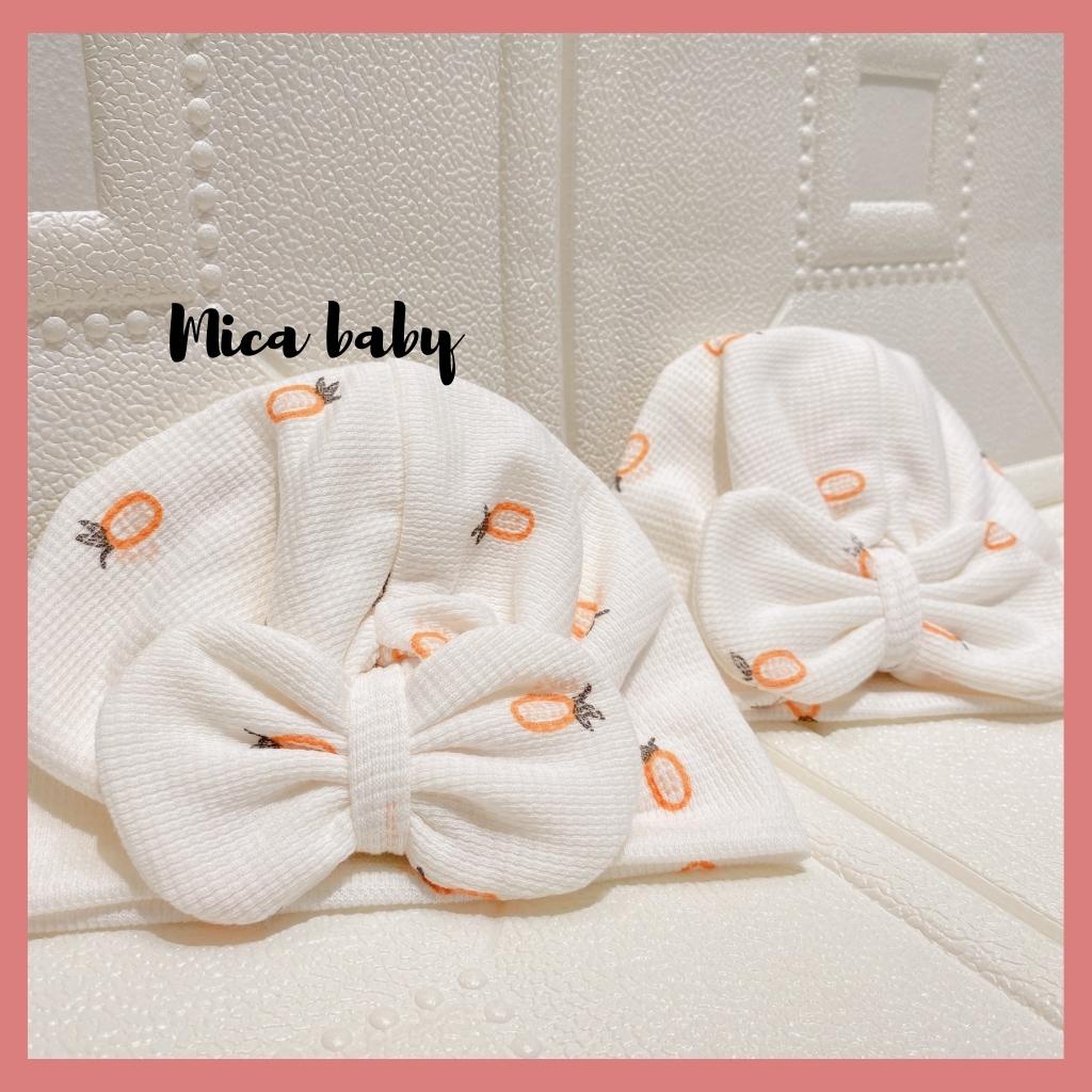 Mũ turban màu trắng kem họa tiết quả dứa xinh xắn cho bé Mica Baby MTB144