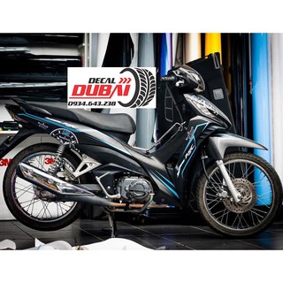 Tem Trùm Wave RSX Đen Nhám Viền Xanh - Decal 3 lớp - Thiết kế theo yêu cầu