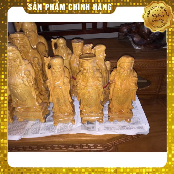 Bộ ba Phước lộc thọ rời, gỗ pê mu, cao 40cm, đem tài lộc, phúc đức cho gia chủ