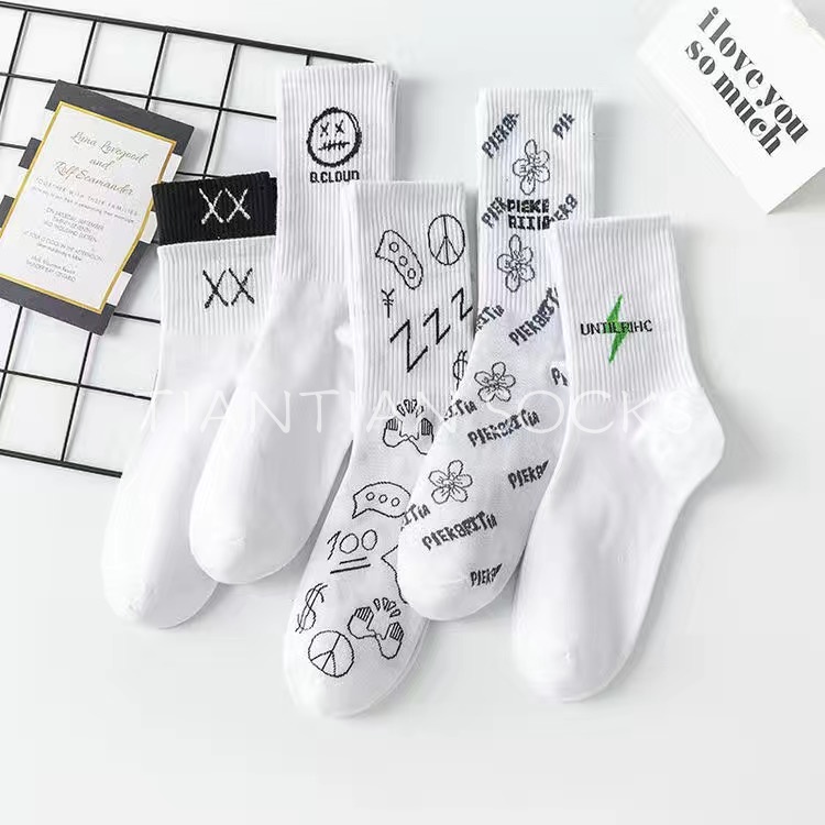 Vớ thể thao tất cotton nam nữ cổ cao phong cách hip hop cá tính cho cặp đôi