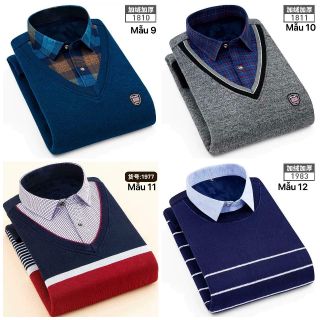 Áo len phối sơmi lót lông