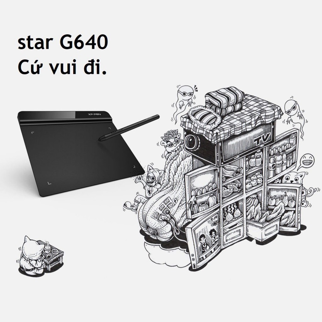 Bảng vẽ máy tính XP-Pen G640 - Bảng vẽ đồ họa XP Pen G640 kèm bút vẽ không cần pin và 20 ngòi dự phòng
