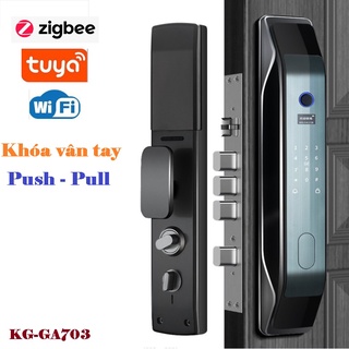 Khoá cửa vân tay cao cấp Push Pull  tùy chọn thêm App Tuya hoặc ZigBee