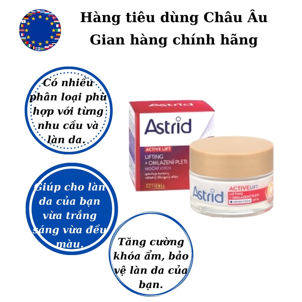 Kem dưỡng ASTRID dành cho mọi loại da, cấp ẩm chăm sóc da,nội địa Séc