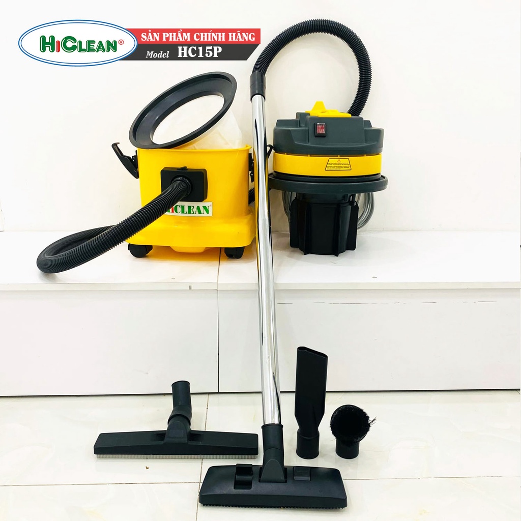 Máy hút bụi gia đình HiClean HC15P - dung tích 15L, thùng nhựa ABS, chống oxy hóa