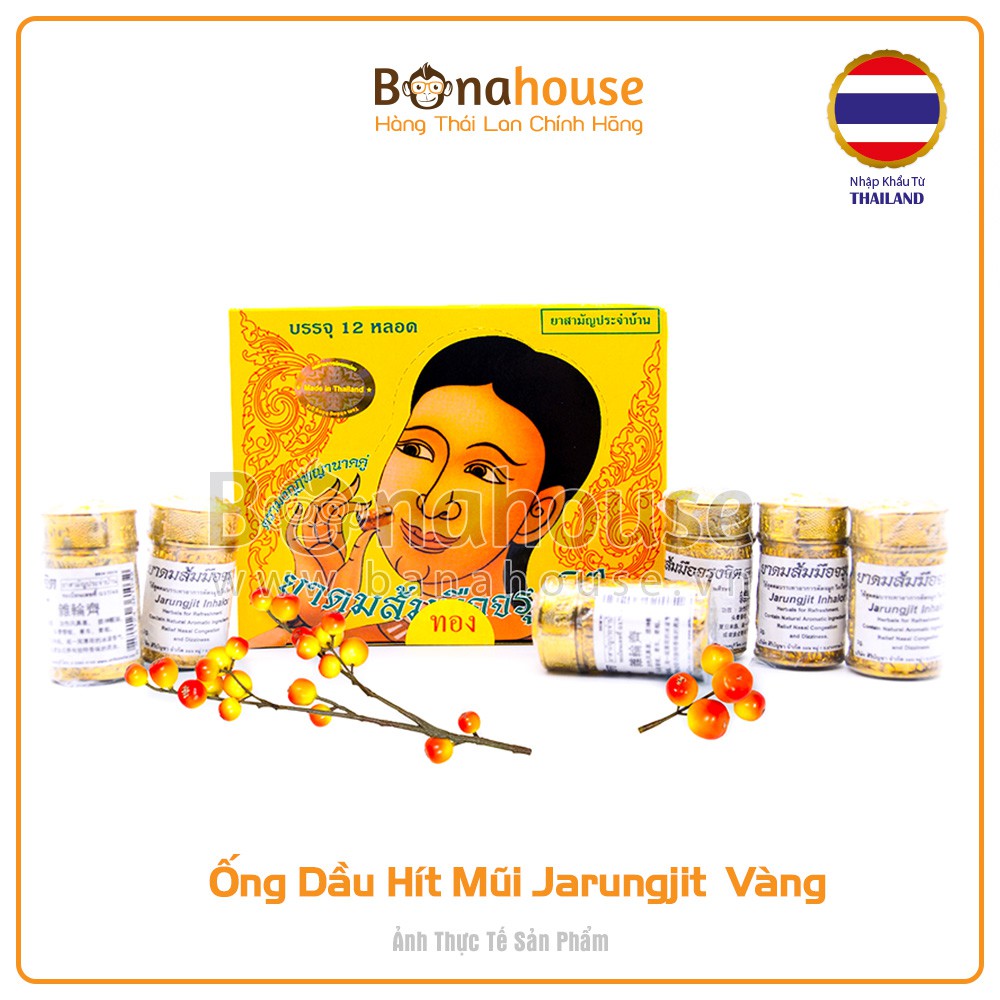 01 Ống Dầu Hít Mũi Jarungjit  Vàng Thái Lan