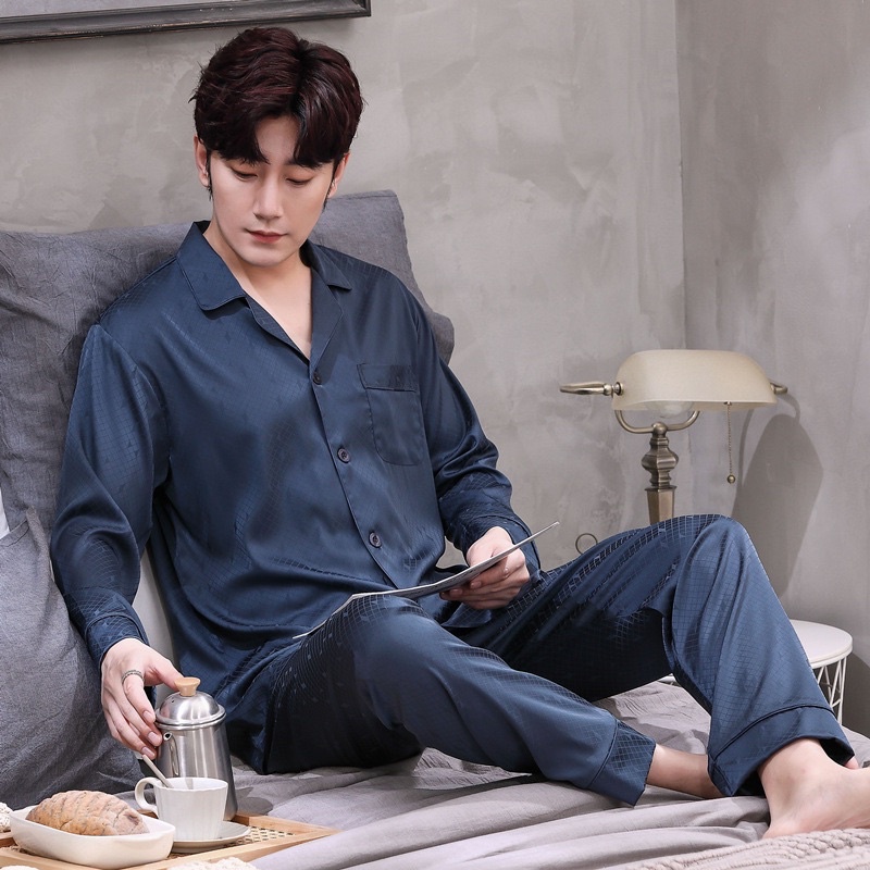 NG8754D Bộ Pyjama nam dài tay chất lụa 4 mùa hàng nhập