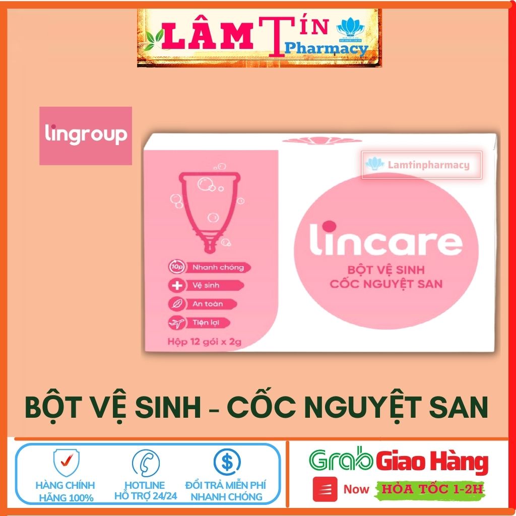 Lincare bột vệ sinh tiệt trùng cốc nguyệt san ( Hộp 12 gói )