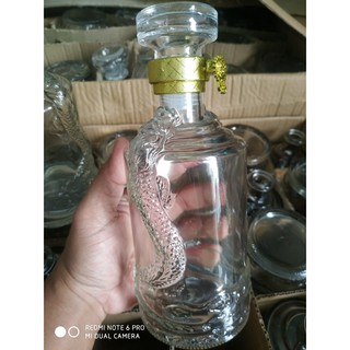 Chai Thủy Tinh đựng Rượu hình Rồng Nổi 500ML