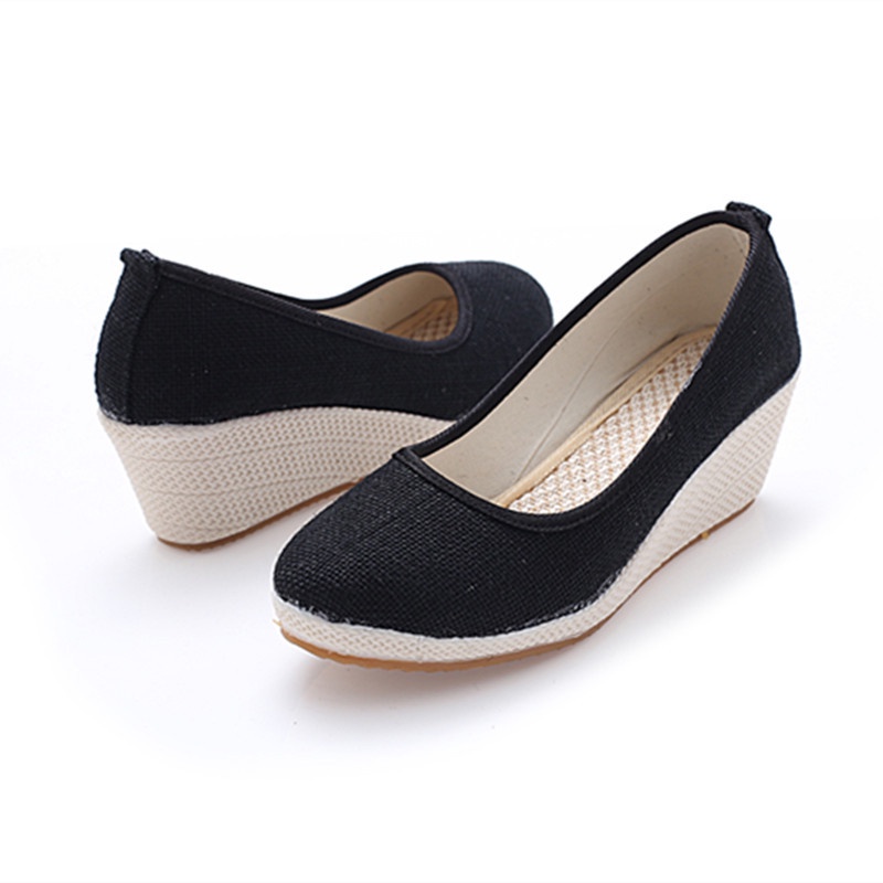 Tikp Giày Búp Bê Vải Lanh Thêu Họa Tiết Xinh Xắn Có 2 Màu Size 34-40 MS0827 Dành Cho Nữ