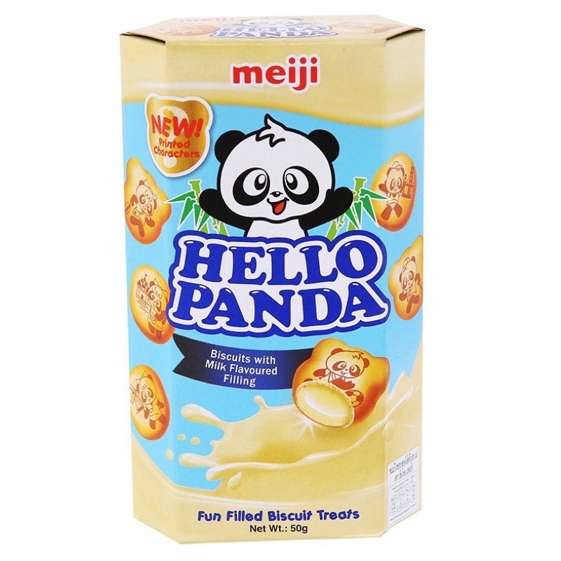 Bánh Gấu Hello Panda Meiji Nhân Kem hộp 50g (Sữa, Dâu, Socola)