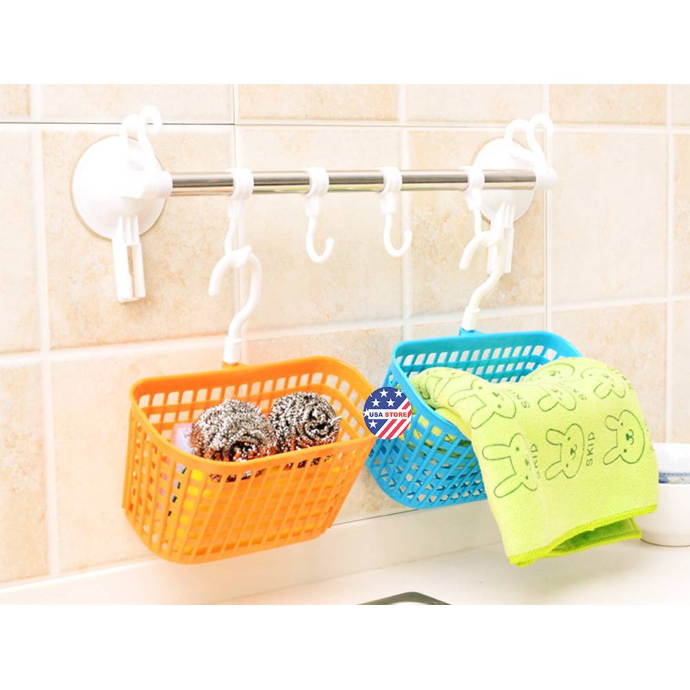 Giỏ NHỰA LƯỚI T1 Đựng Đồ Cá Nhân, Đựng Đồ Phòng Tắm - Khay Có Móc Treo Đa Năng - Size Lớn 18X18Cm