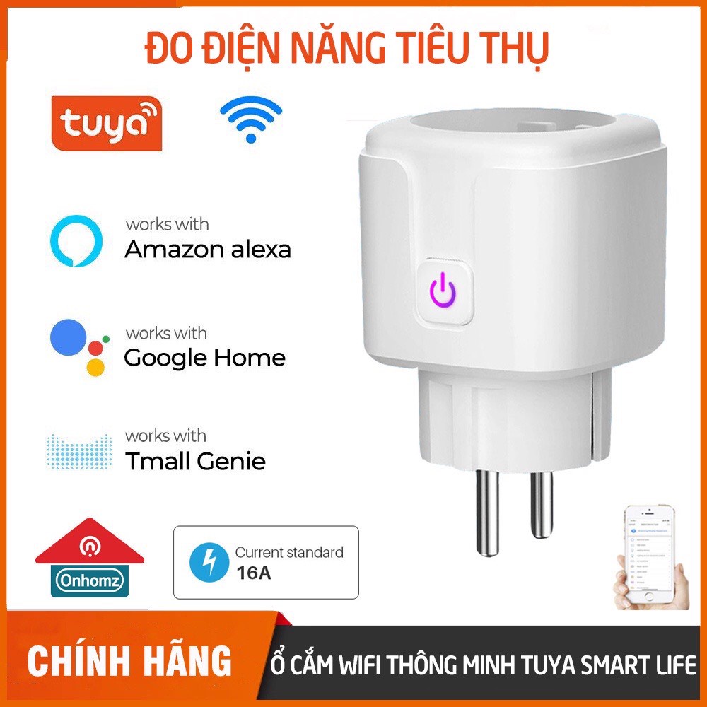 Ổ cắm wifi Tuya Smartlife 3500W(16A) -Đo điện năng tiêu thụ,Tắt/Bật -Hẹn giờ các thiết bị điện trong nhà bằng điện thoại