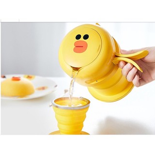 Ấm Đun Nước Du Lịch Gấp Gọn Gấu brown, Vịt sally Joyoung Line Friends