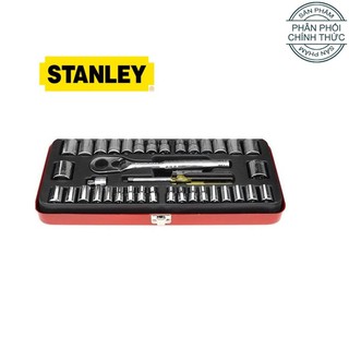 [STANLEY] Bộ khẩu hệ 1/4" & 3/8" 6 cạnh + 12 cạnh 37 chi tiết Stanley 89-518