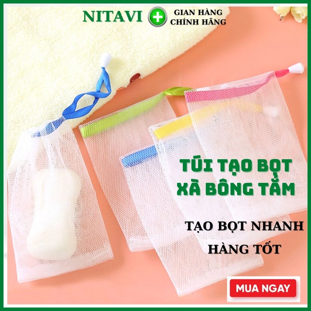 Túi Lưới Tạo Bọt Xà Bông xà phòng tắm tạo Bọt Nhanh Loại Dày Dặn Có Dây Treo