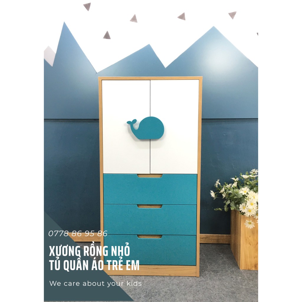Tủ gỗ trẻ em cá heo_Tủ quần áo trẻ em